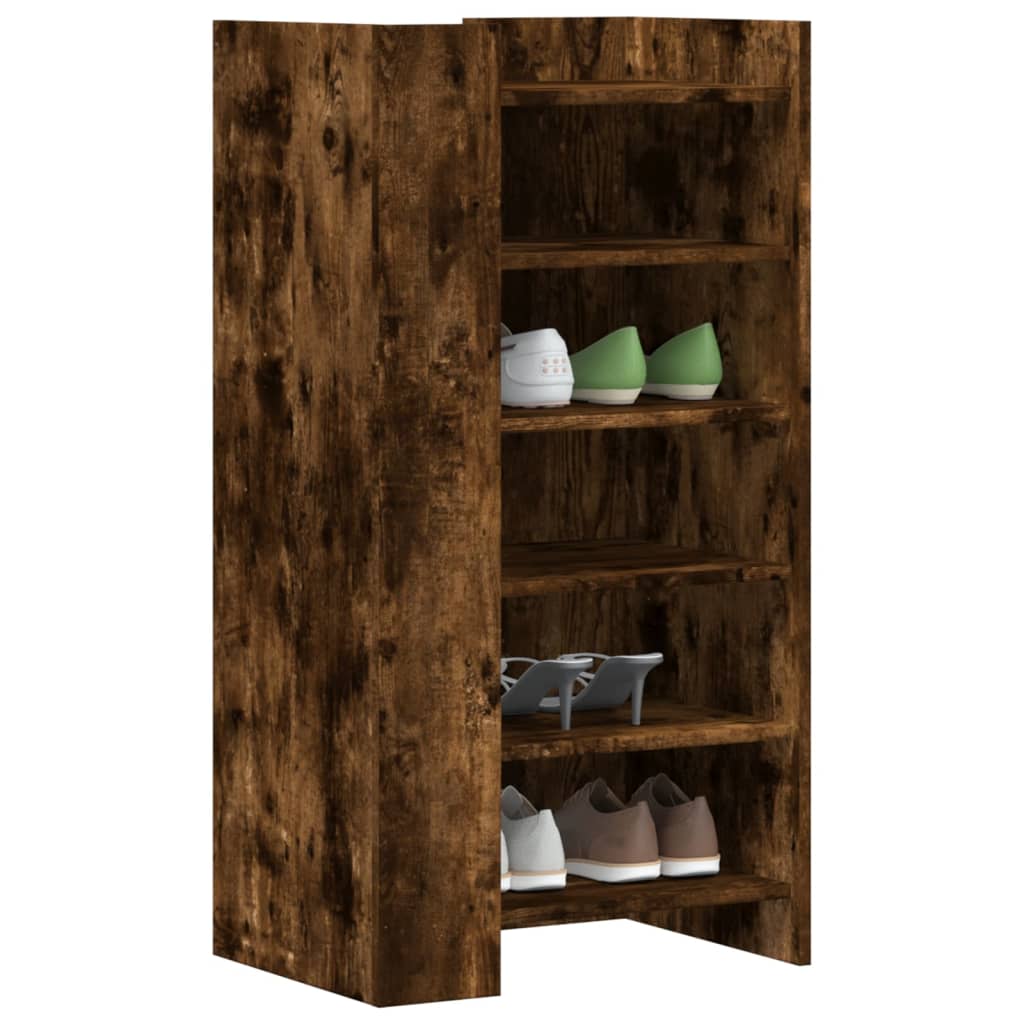 Shoe Cabinet Smoked Oak 52x37.5x100 cm Engineered Wood - Bargainia.com - 