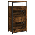 Shoe Cabinet Smoked Oak 60x34x112 Engineered Wood - Bargainia.com - 
