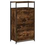 Shoe Cabinet Smoked Oak 60x34x112 Engineered Wood - Bargainia.com - 