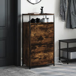 Shoe Cabinet Smoked Oak 60x34x112 Engineered Wood - Bargainia.com - 