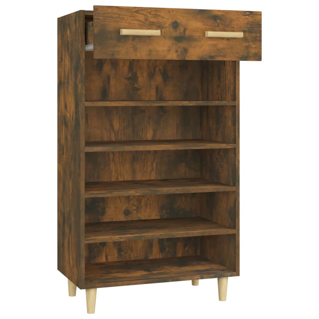 Shoe Cabinet Smoked Oak 60x35x105 cm Engineered Wood - Bargainia.com - 