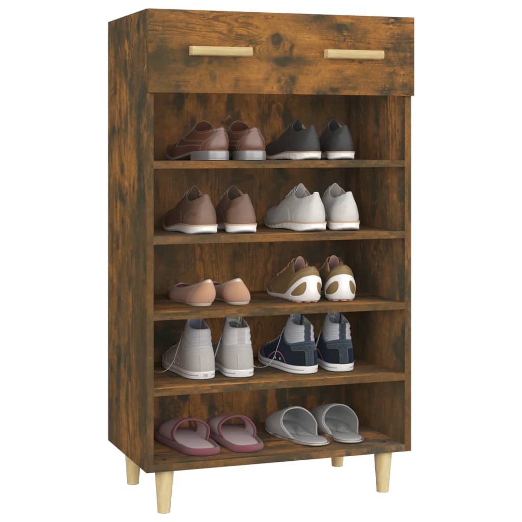 Shoe Cabinet Smoked Oak 60x35x105 cm Engineered Wood - Bargainia.com - 
