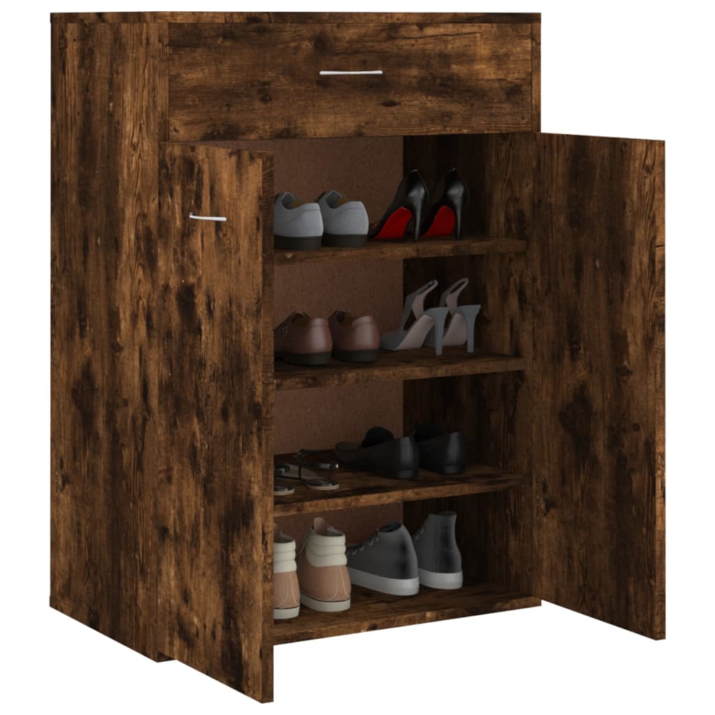 Shoe Cabinet Smoked Oak 60x35x84 cm Engineered Wood - Bargainia.com - 