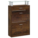 Shoe Cabinet Smoked Oak 63x24x104 cm Engineered Wood - Bargainia.com - 
