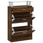 Shoe Cabinet Smoked Oak 63x24x104 cm Engineered Wood - Bargainia.com - 