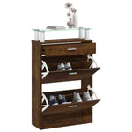 Shoe Cabinet Smoked Oak 63x24x104 cm Engineered Wood - Bargainia.com - 