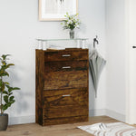 Shoe Cabinet Smoked Oak 63x24x104 cm Engineered Wood - Bargainia.com - 