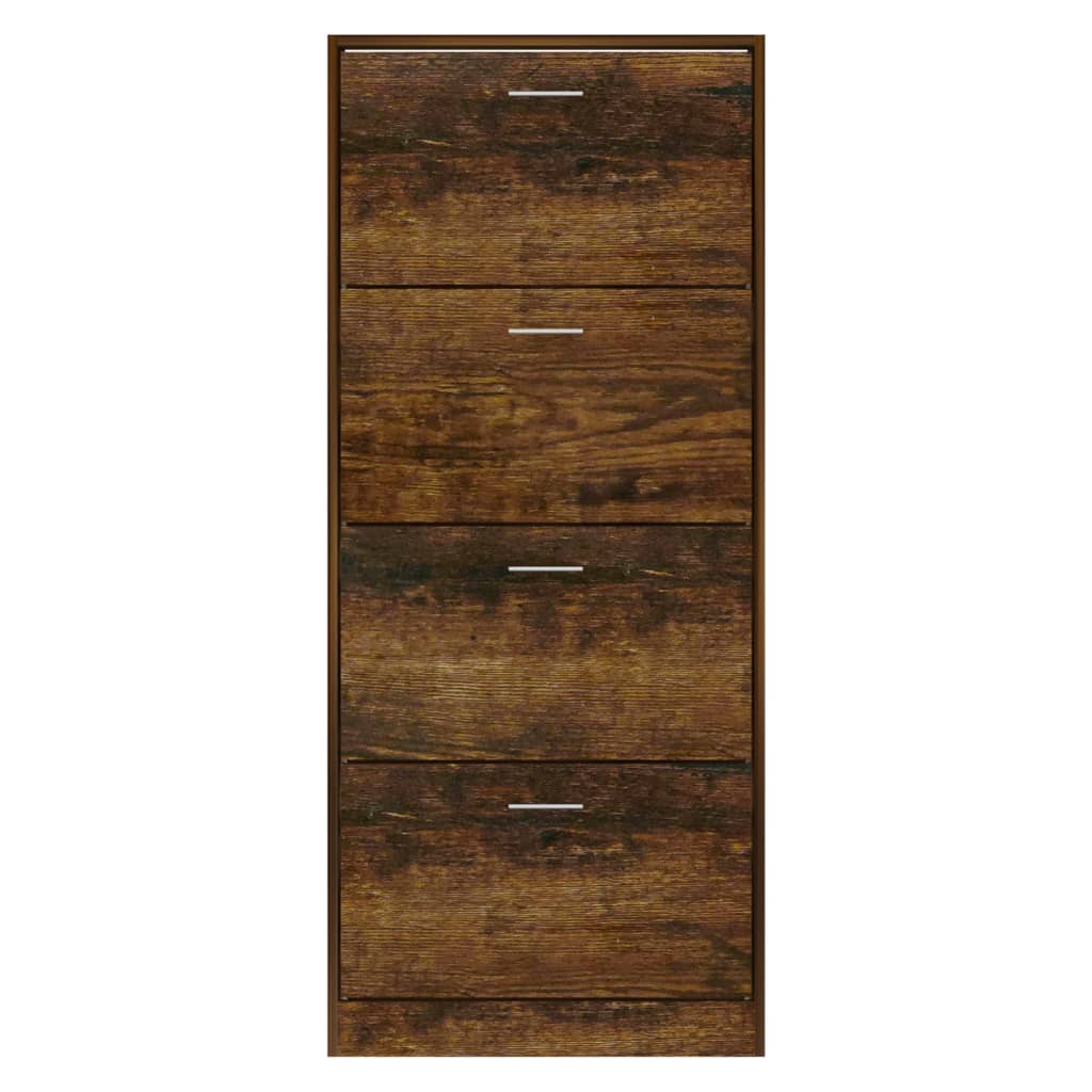 Shoe Cabinet Smoked Oak 63x24x147 cm Engineered Wood - Bargainia.com - 