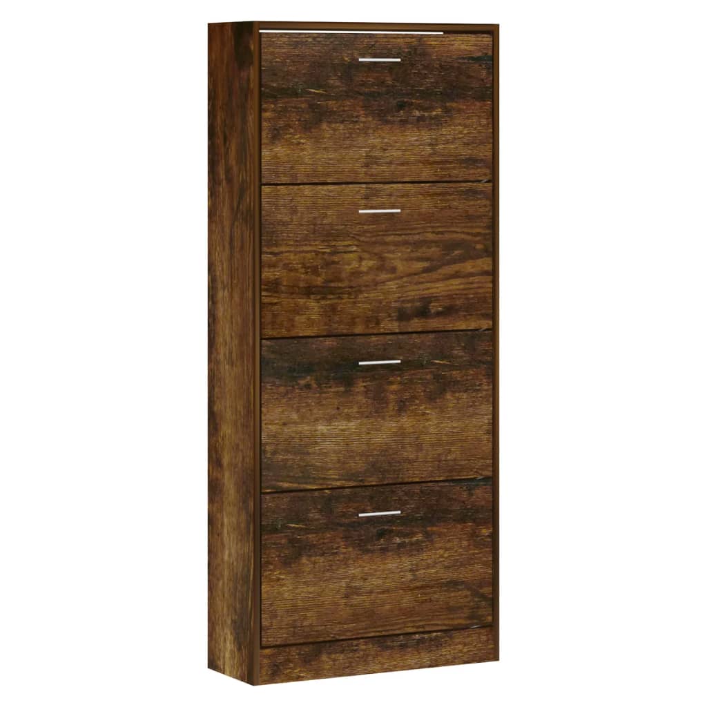Shoe Cabinet Smoked Oak 63x24x147 cm Engineered Wood - Bargainia.com - 