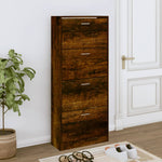 Shoe Cabinet Smoked Oak 63x24x147 cm Engineered Wood - Bargainia.com - 
