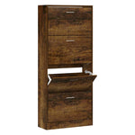 Shoe Cabinet Smoked Oak 63x24x147 cm Engineered Wood - Bargainia.com - 