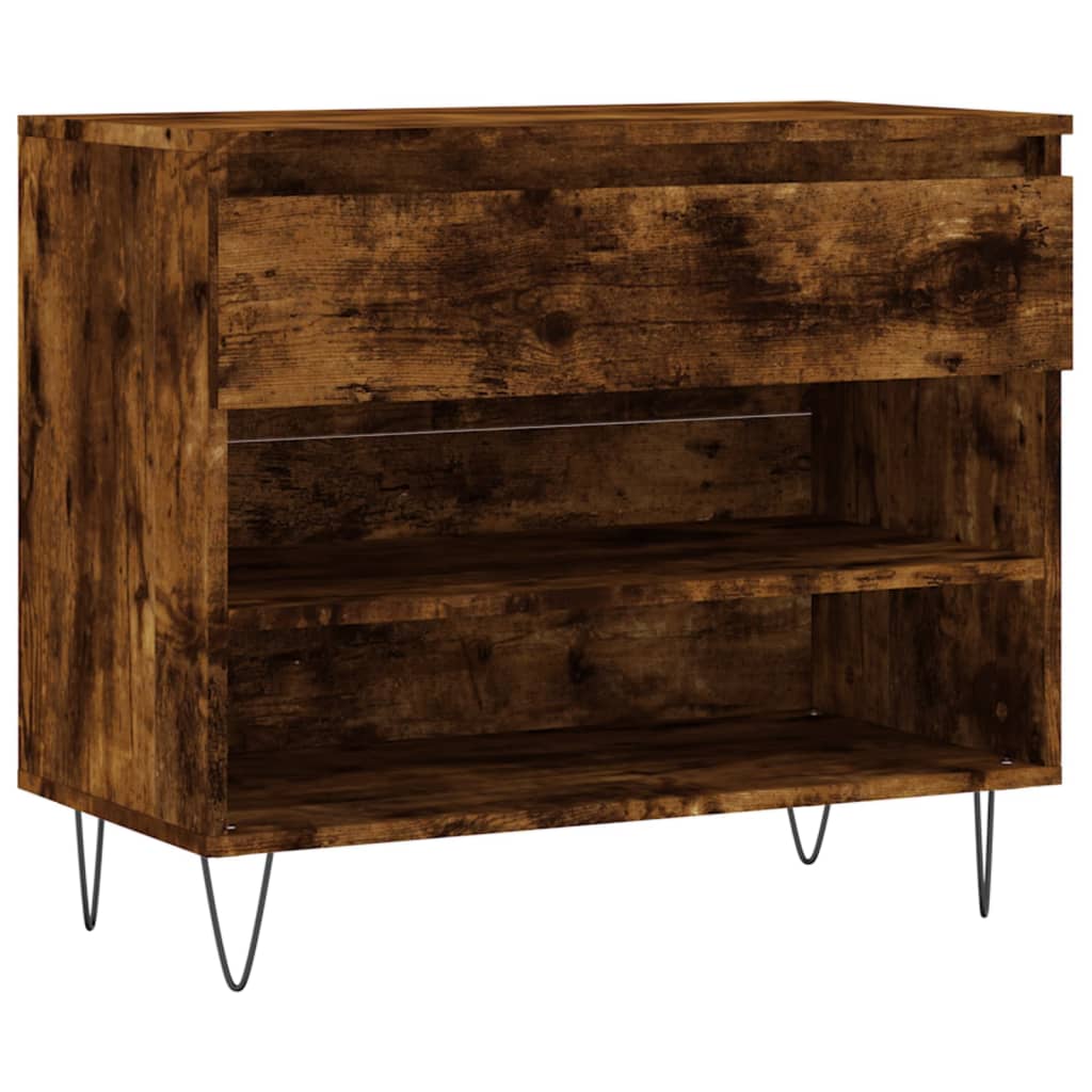 Shoe Cabinet Smoked Oak 70x36x60 cm Engineered Wood - Bargainia.com - 