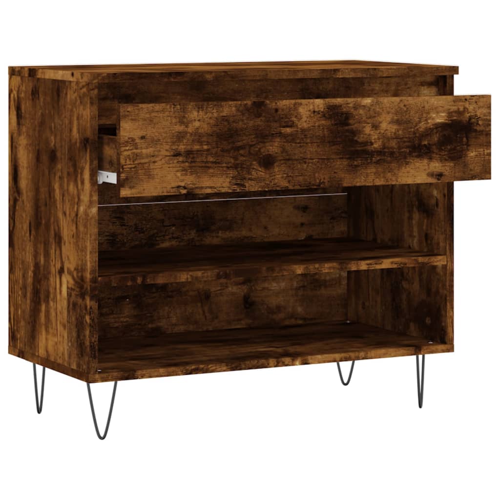 Shoe Cabinet Smoked Oak 70x36x60 cm Engineered Wood - Bargainia.com - 