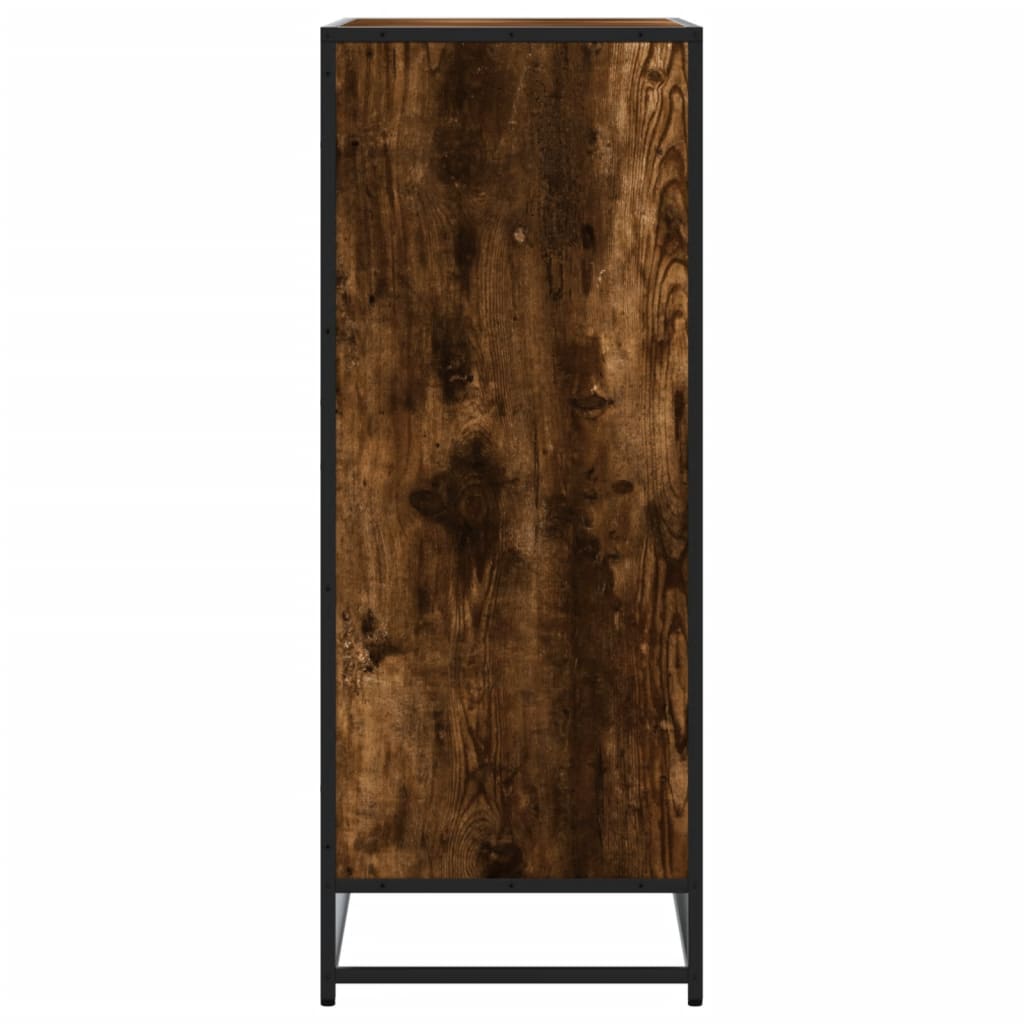 Shoe Cabinet Smoked Oak 75x38x97.5 cm Engineered Wood and Metal - Bargainia.com - 