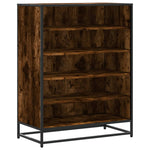 Shoe Cabinet Smoked Oak 75x38x97.5 cm Engineered Wood and Metal - Bargainia.com - 