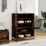 Shoe Cabinet Smoked Oak 75x38x97.5 cm Engineered Wood and Metal - Bargainia.com - 