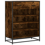 Shoe Cabinet Smoked Oak 75x38x97.5 cm Engineered Wood and Metal - Bargainia.com - 