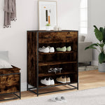 Shoe Cabinet Smoked Oak 75x38x97.5 cm Engineered Wood and Metal - Bargainia.com - 