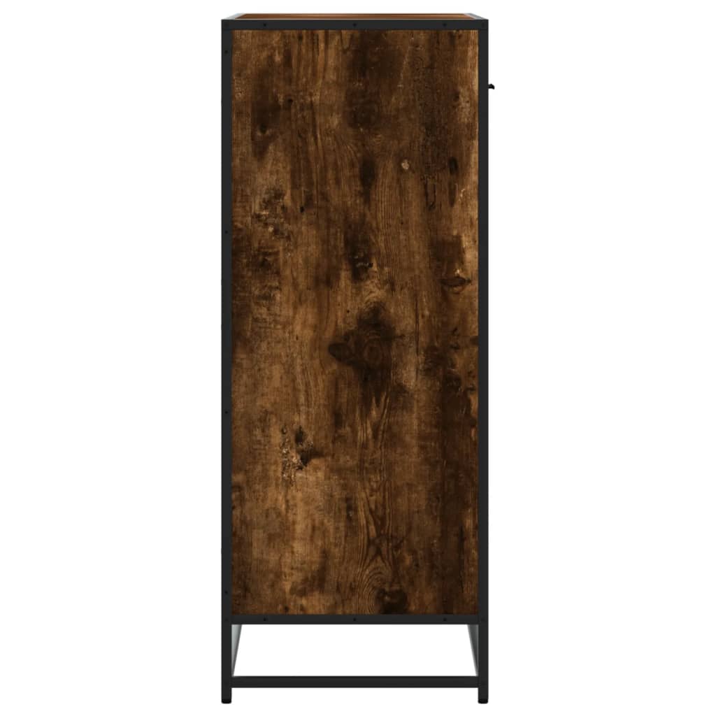 Shoe Cabinet Smoked Oak 75x38x97.5 cm Engineered Wood and Metal - Bargainia.com - 