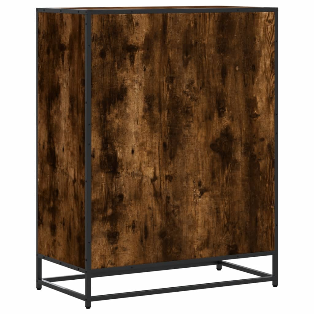 Shoe Cabinet Smoked Oak 75x38x97.5 cm Engineered Wood and Metal - Bargainia.com - 