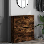 Shoe Cabinet Smoked Oak 80x21x87.5 cm Engineered Wood - Bargainia.com - 