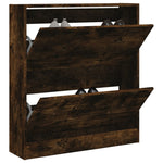 Shoe Cabinet Smoked Oak 80x21x87.5 cm Engineered Wood - Bargainia.com - 