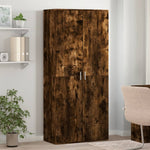 Shoe Cabinet Smoked Oak 80x39x178 cm Engineered Wood - Bargainia.com - 