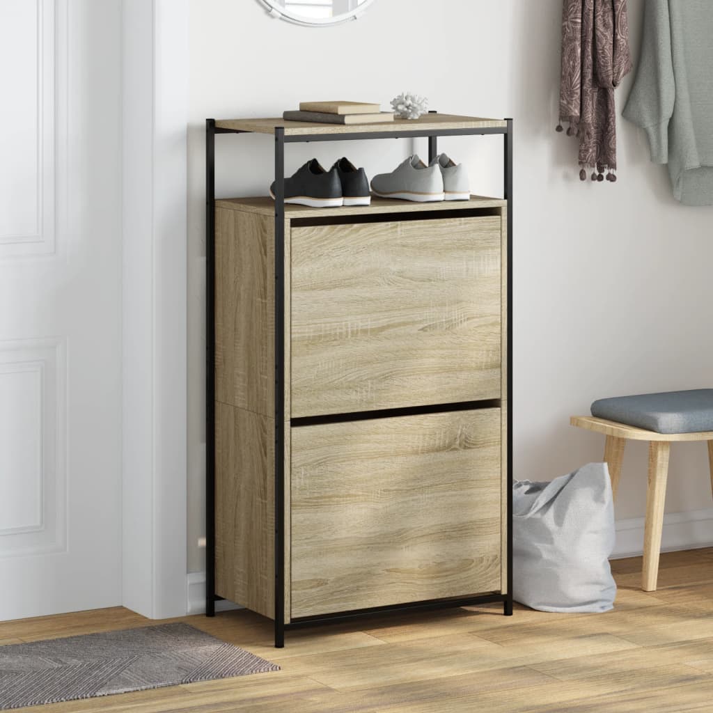 Shoe Cabinet Sonoma Oak 60x34x112 cm Engineered Wood - Bargainia.com - 