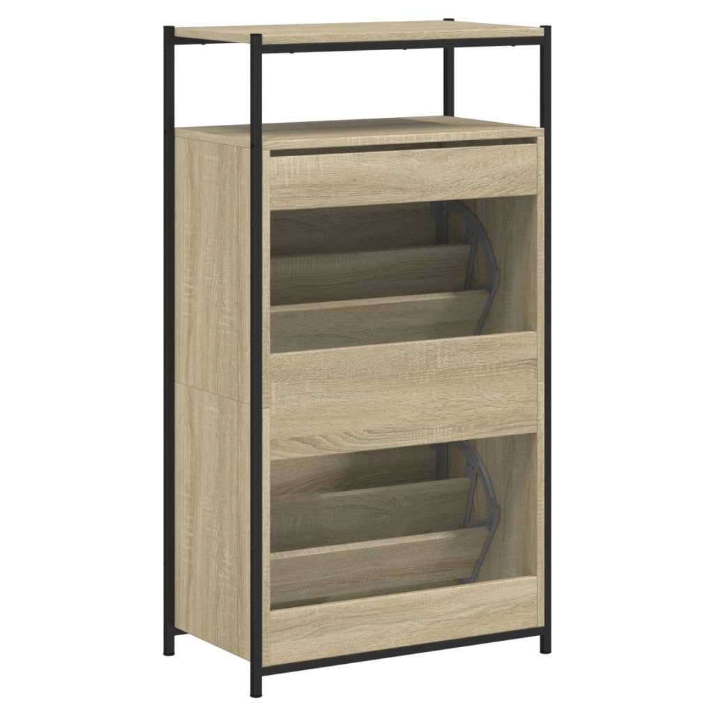 Shoe Cabinet Sonoma Oak 60x34x112 cm Engineered Wood - Bargainia.com - 