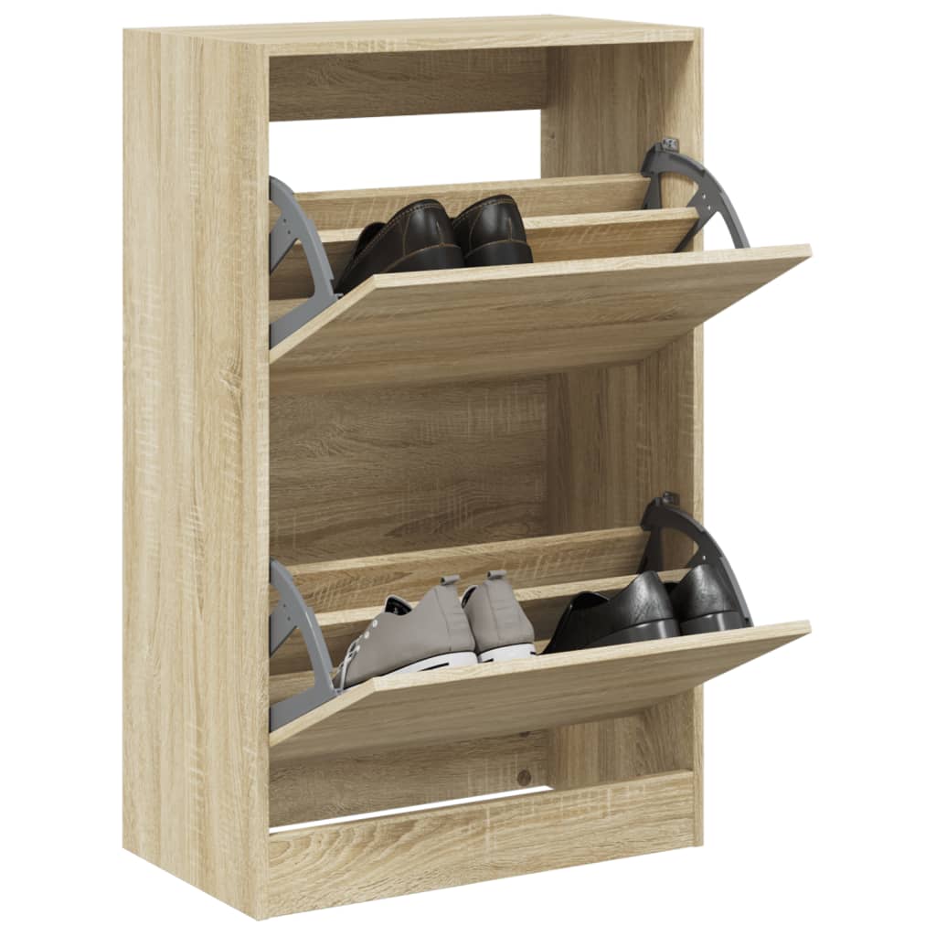 Shoe Cabinet Sonoma Oak 60x34x96.5 cm Engineered Wood - Bargainia.com - 