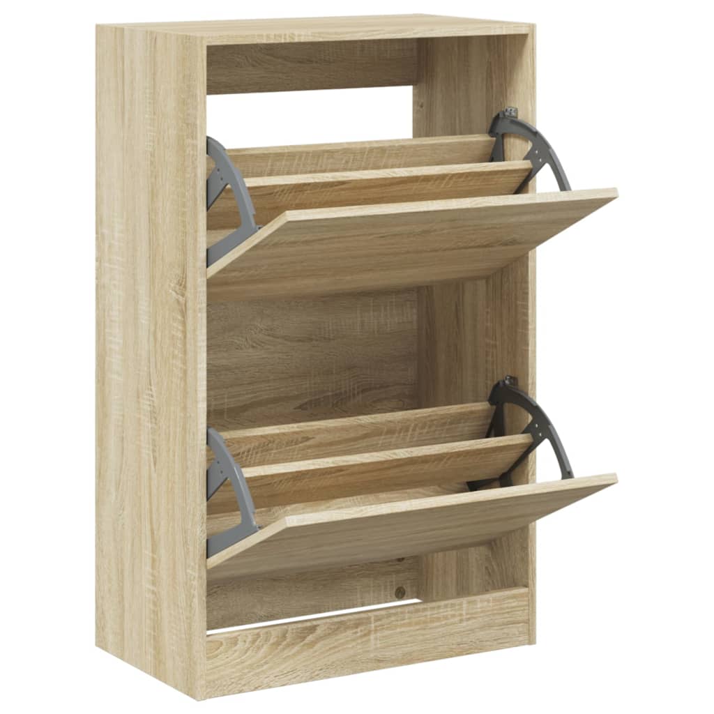 Shoe Cabinet Sonoma Oak 60x34x96.5 cm Engineered Wood - Bargainia.com - 