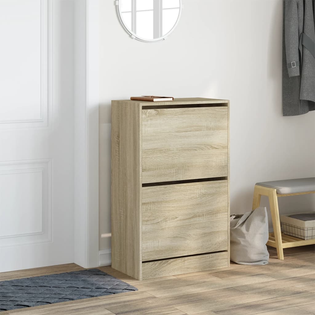 Shoe Cabinet Sonoma Oak 60x34x96.5 cm Engineered Wood - Bargainia.com - 
