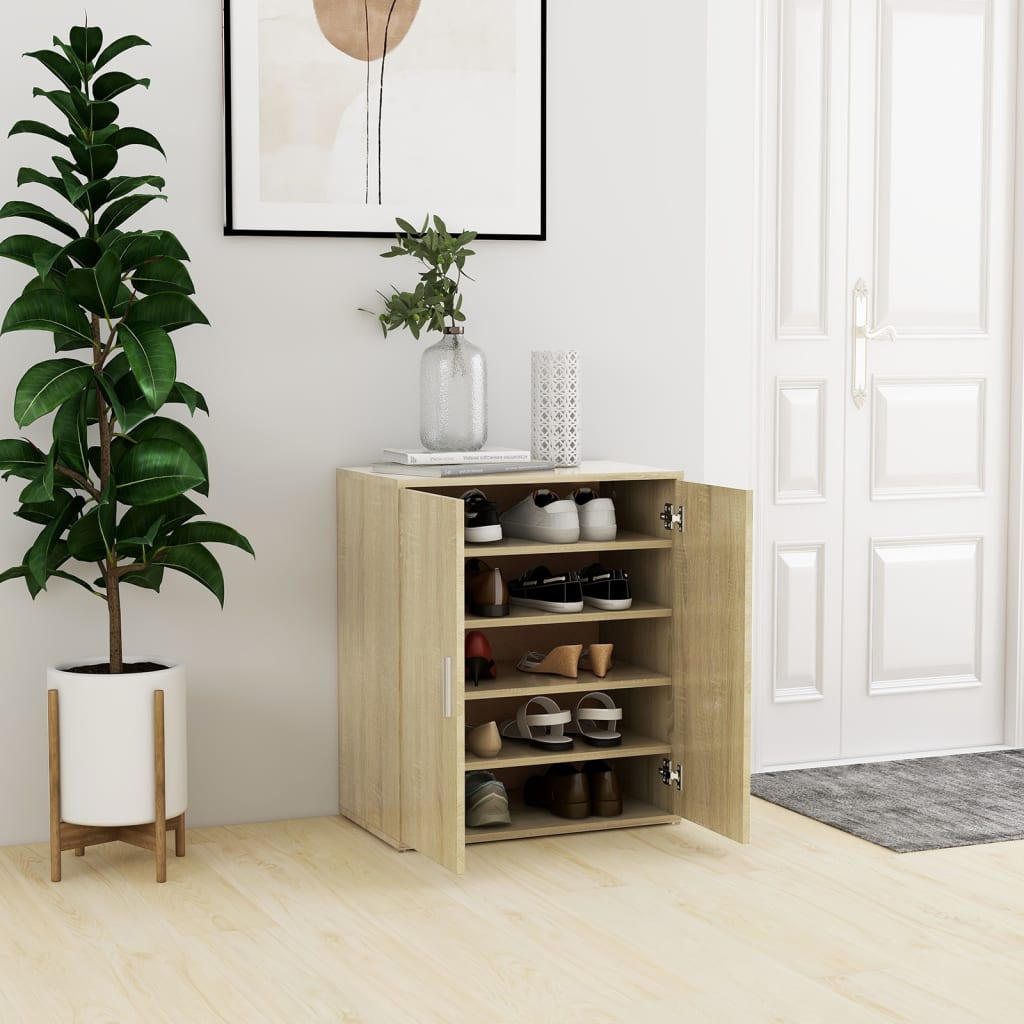 Shoe Cabinet Sonoma Oak 60x35x70 cm Engineered Wood - Bargainia.com - 