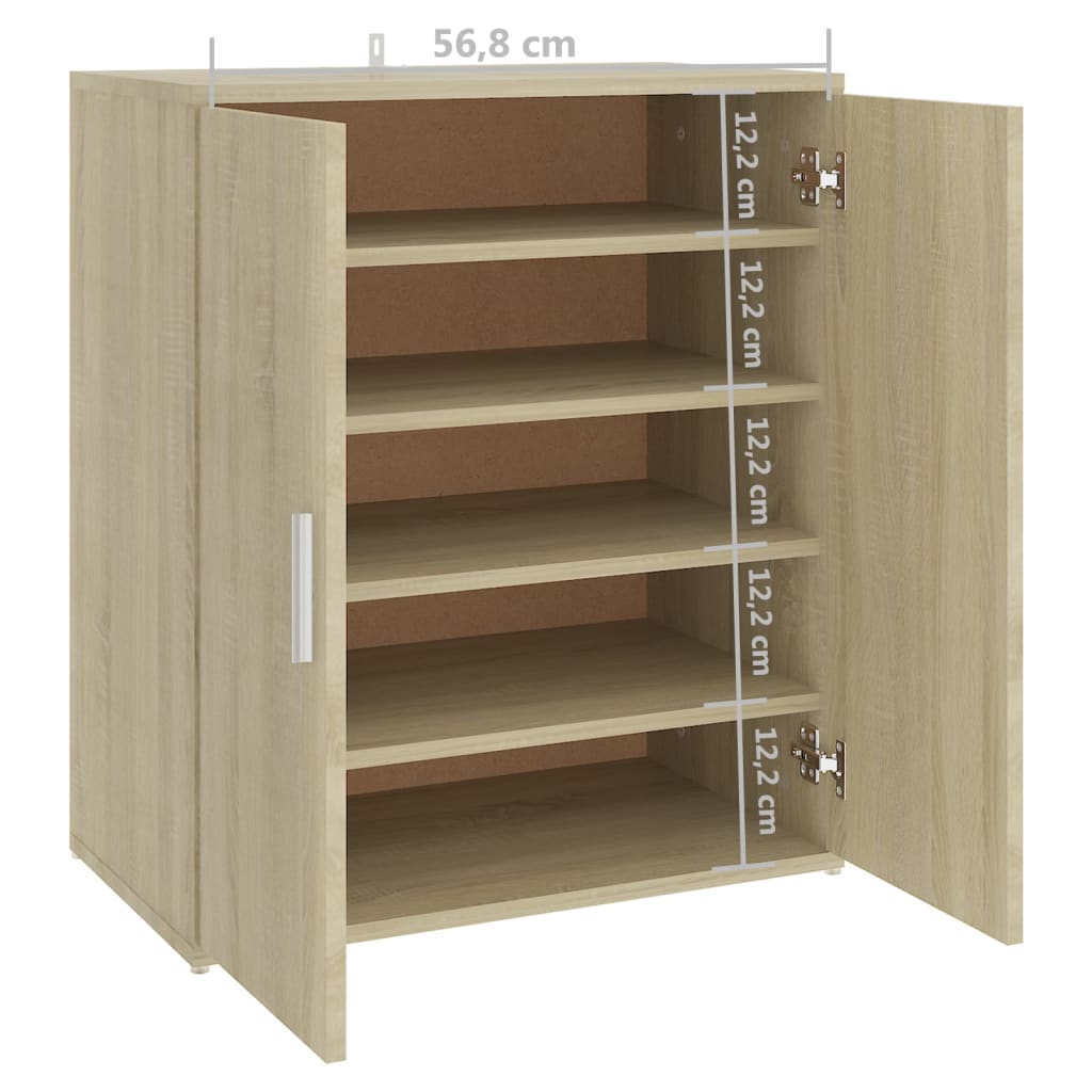Shoe Cabinet Sonoma Oak 60x35x70 cm Engineered Wood - Bargainia.com - 