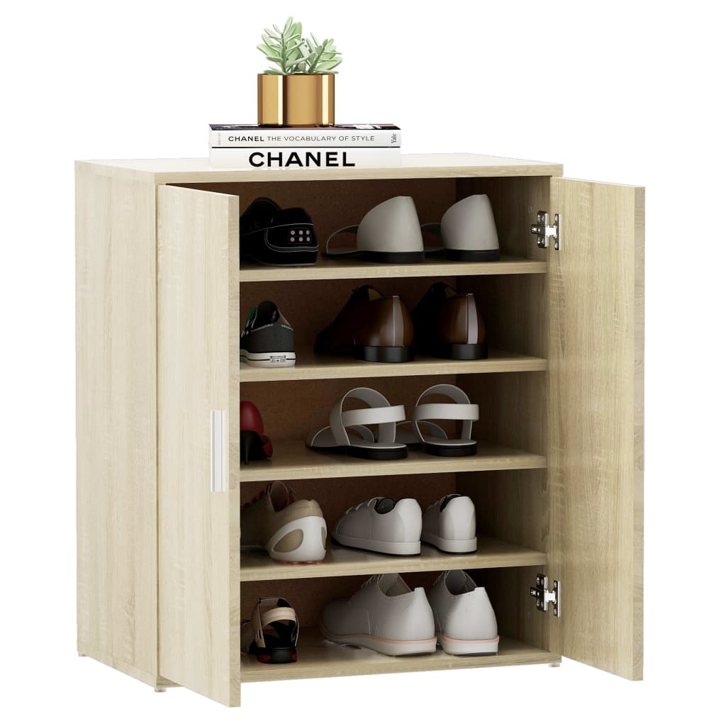Shoe Cabinet Sonoma Oak 60x35x70 cm Engineered Wood - Bargainia.com - 
