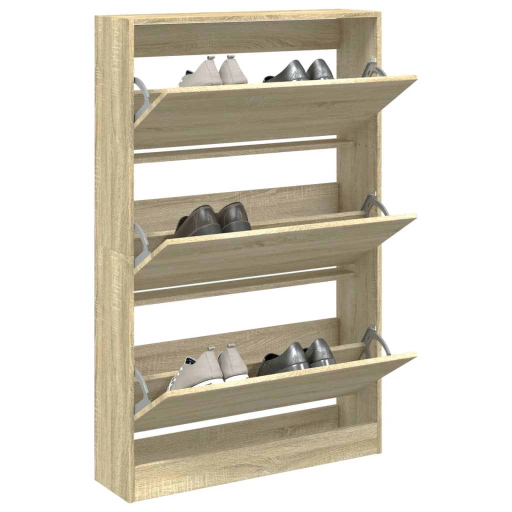 Shoe Cabinet Sonoma Oak 80x21x125.5 cm Engineered Wood - Bargainia.com - 