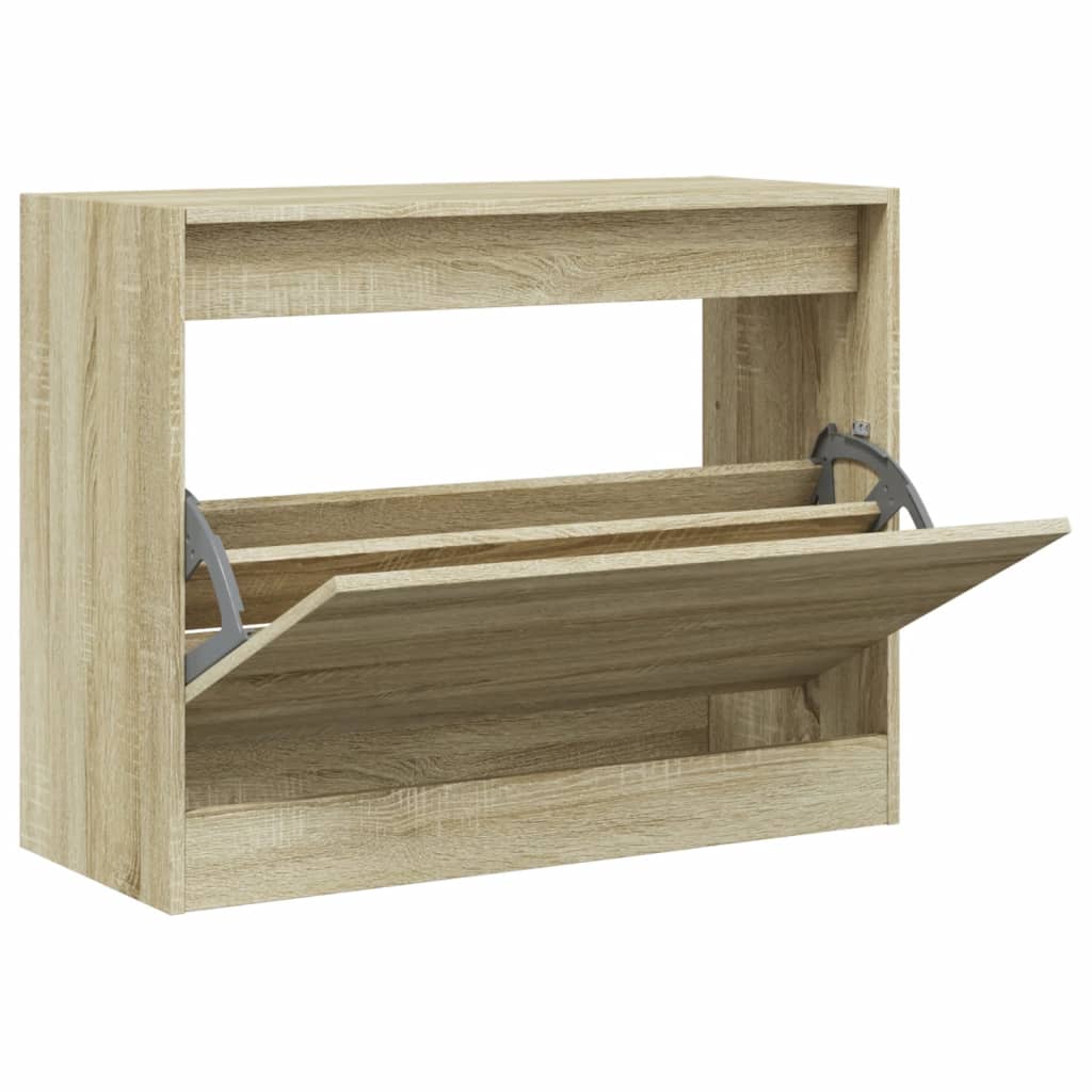 Shoe Cabinet Sonoma Oak 80x34x63 cm Engineered Wood - Bargainia.com - 