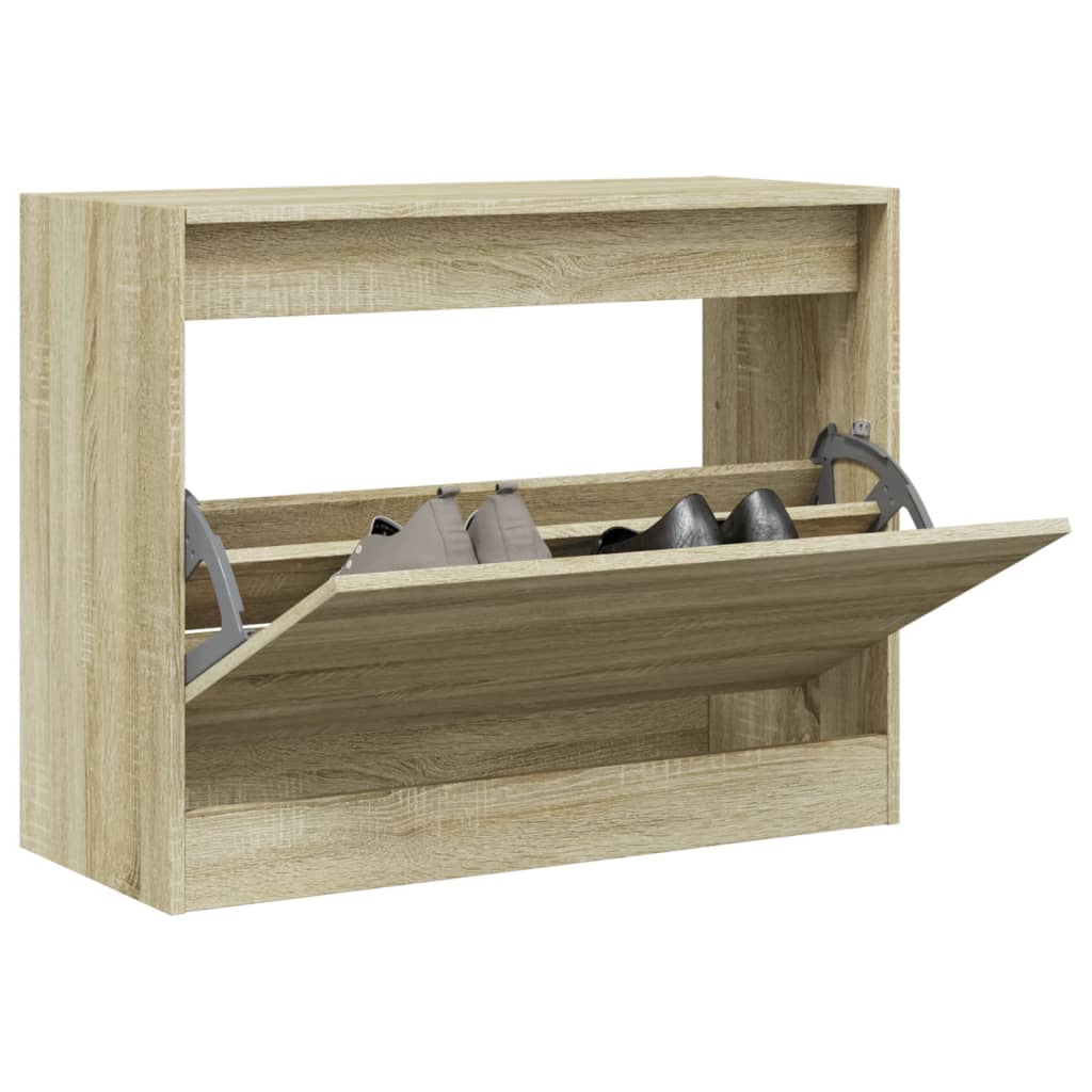 Shoe Cabinet Sonoma Oak 80x34x63 cm Engineered Wood - Bargainia.com - 
