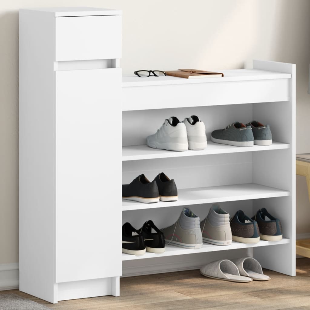 Shoe Cabinet White 100.5x28x100 cm Engineered Wood - Bargainia.com - 