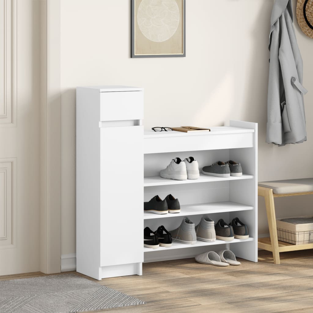 Shoe Cabinet White 100.5x28x100 cm Engineered Wood - Bargainia.com - 