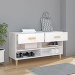 Shoe Cabinet White 102x35x55 cm Engineered Wood - Bargainia.com - 