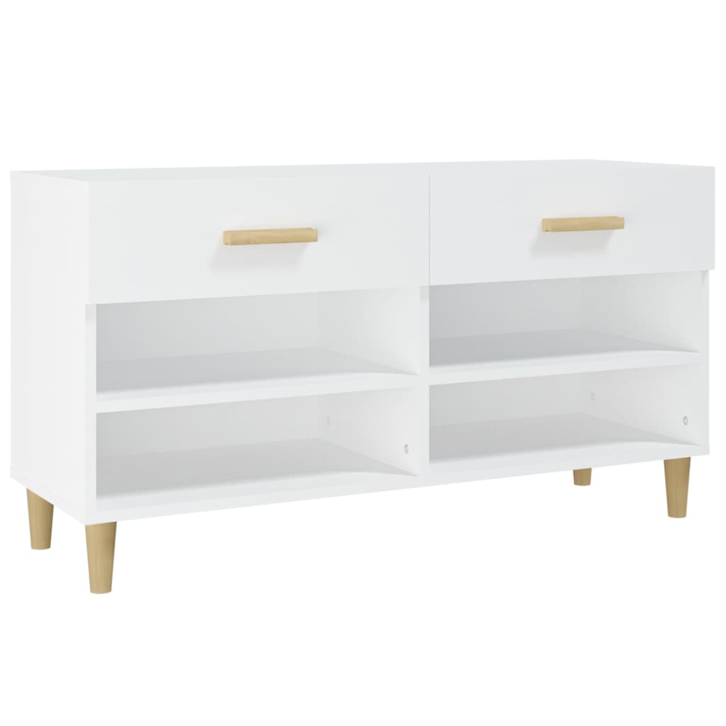 Shoe Cabinet White 102x35x55 cm Engineered Wood - Bargainia.com - 