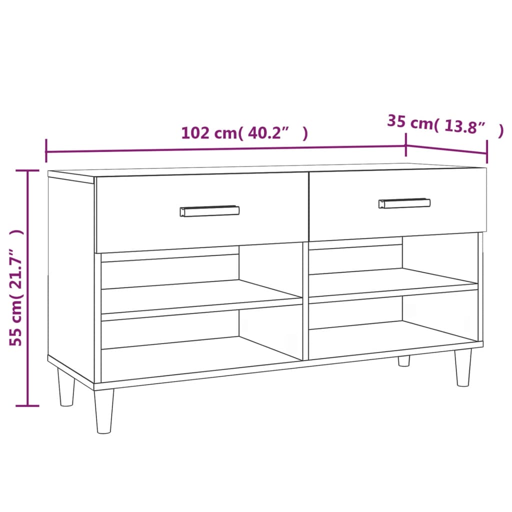 Shoe Cabinet White 102x35x55 cm Engineered Wood - Bargainia.com - 
