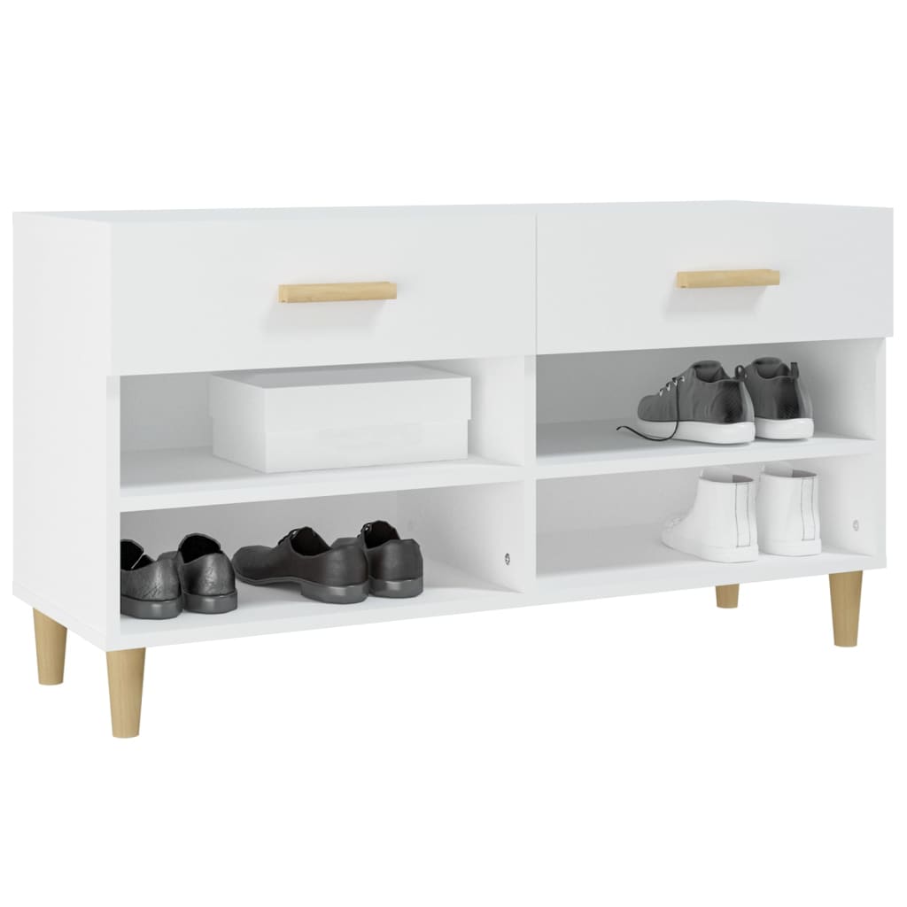 Shoe Cabinet White 102x35x55 cm Engineered Wood - Bargainia.com - 