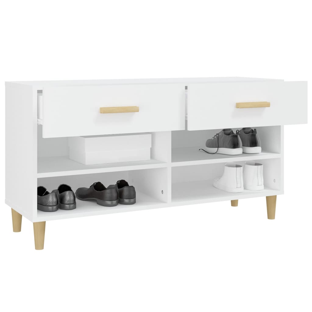 Shoe Cabinet White 102x35x55 cm Engineered Wood - Bargainia.com - 