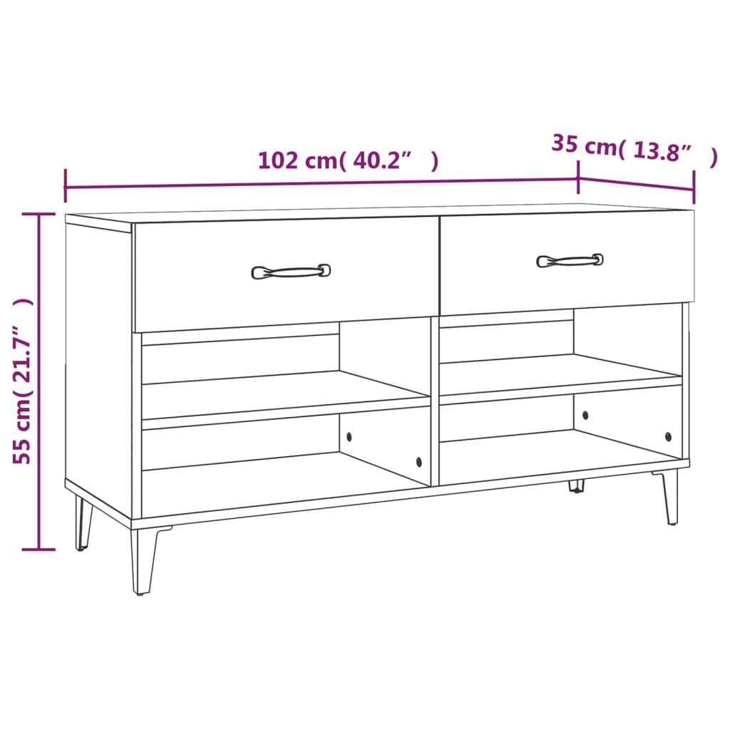 Shoe Cabinet White 102x35x55 cm Engineered Wood - Bargainia.com - 