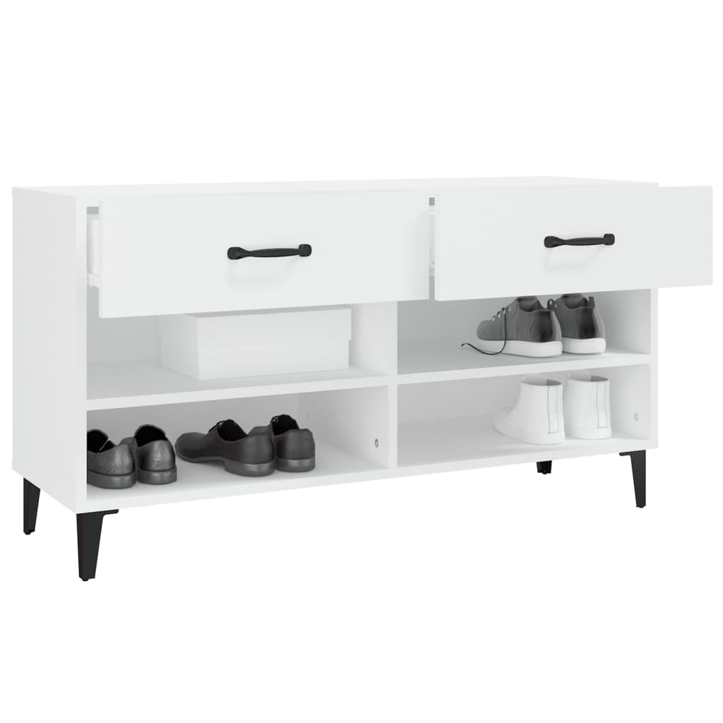 Shoe Cabinet White 102x35x55 cm Engineered Wood - Bargainia.com - 