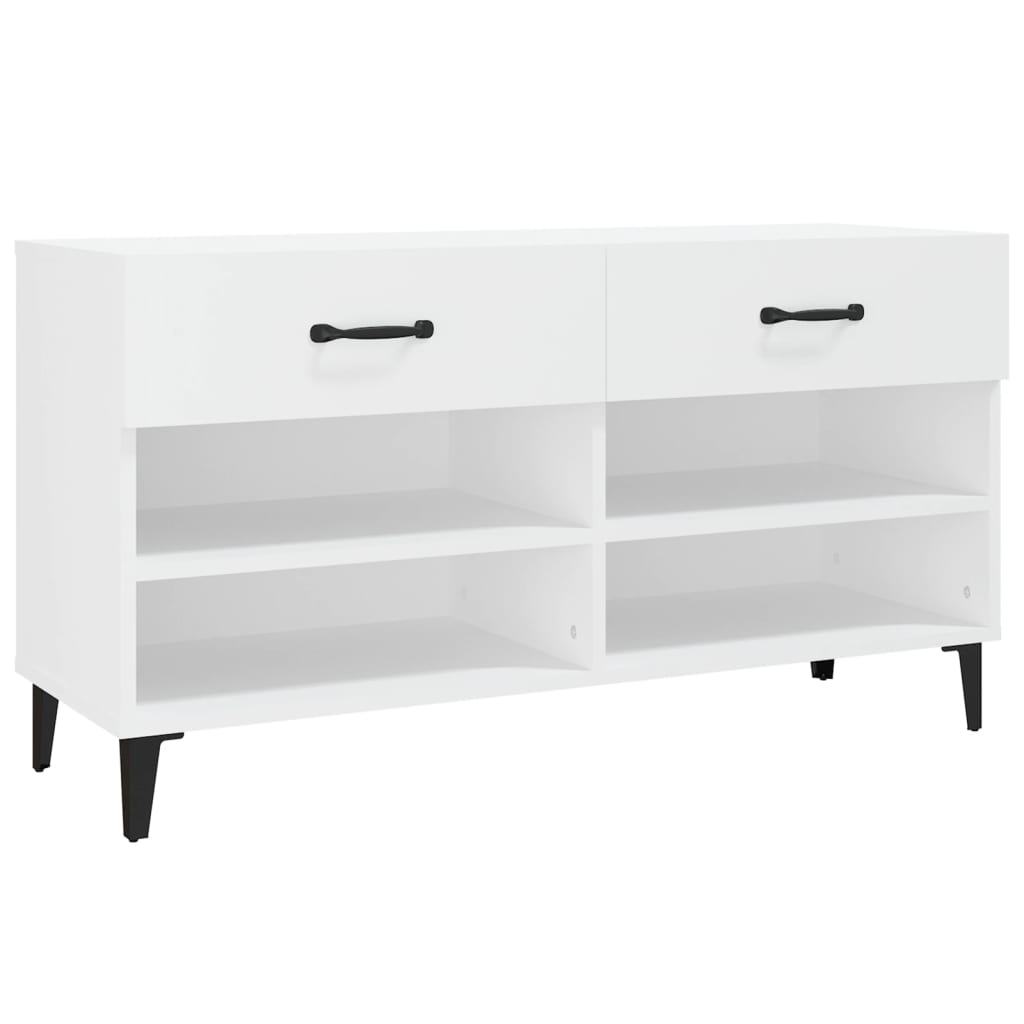 Shoe Cabinet White 102x35x55 cm Engineered Wood - Bargainia.com - 