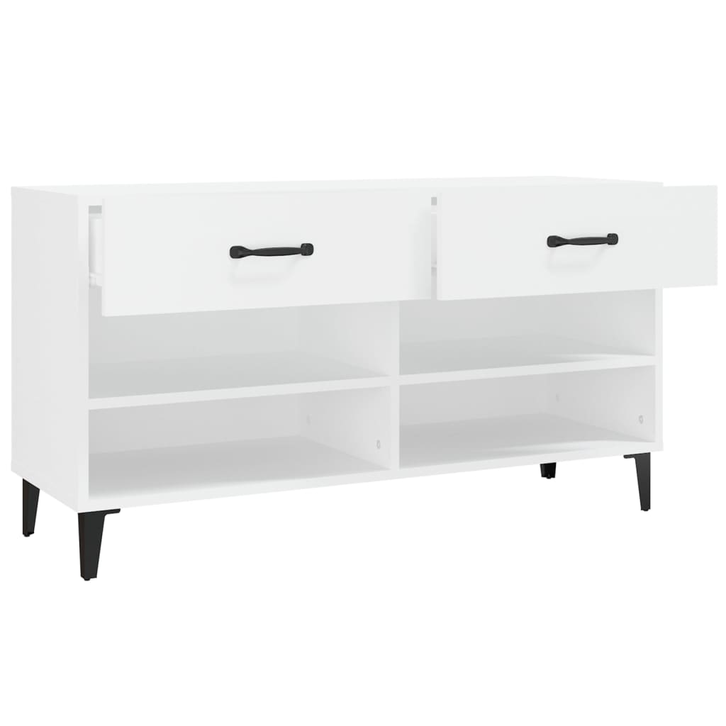 Shoe Cabinet White 102x35x55 cm Engineered Wood - Bargainia.com - 