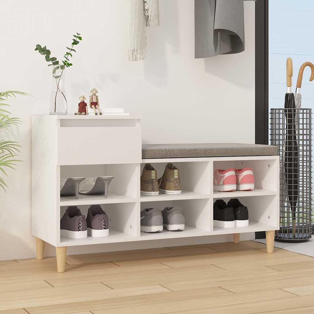 Shoe Cabinet White 102x36x60 cm Engineered Wood - Bargainia.com - 